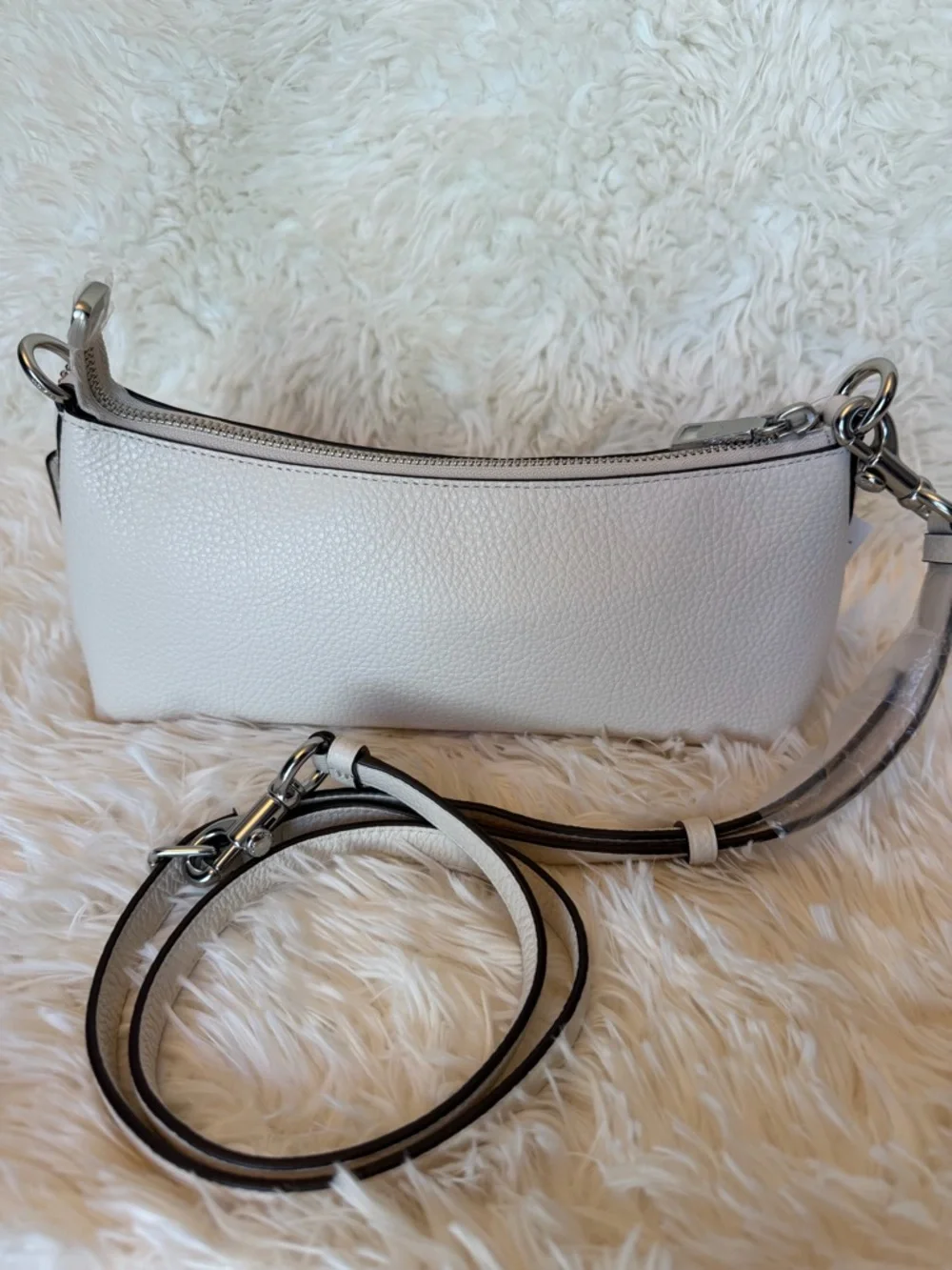 COACH Charlotte CL407 Chalk Pebbled Leather Detachable Strap, NWT, No Chain - Picture 6 of 15